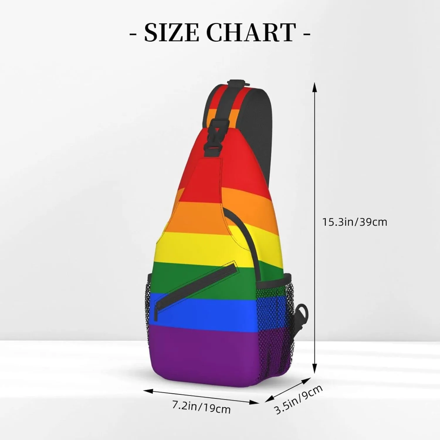 WURTON Rainbow Print Crossbody Backpack Shoulder Bag Cross Chest Bag For Travel, Hiking Gym Tactical Use