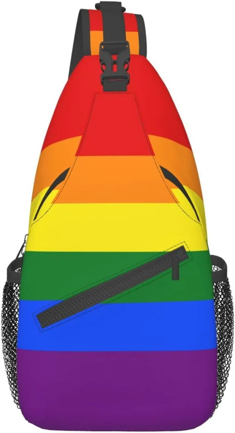 WURTON Rainbow Print Crossbody Backpack Shoulder Bag Cross Chest Bag For Travel, Hiking Gym Tactical Use