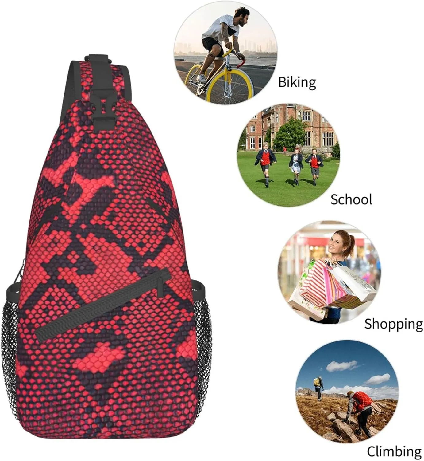 WURTON Serpentine Sling Bag Crossbody Backpack Sling Backpack Shoulder Bag For Women Men Cycling Hiking Travel