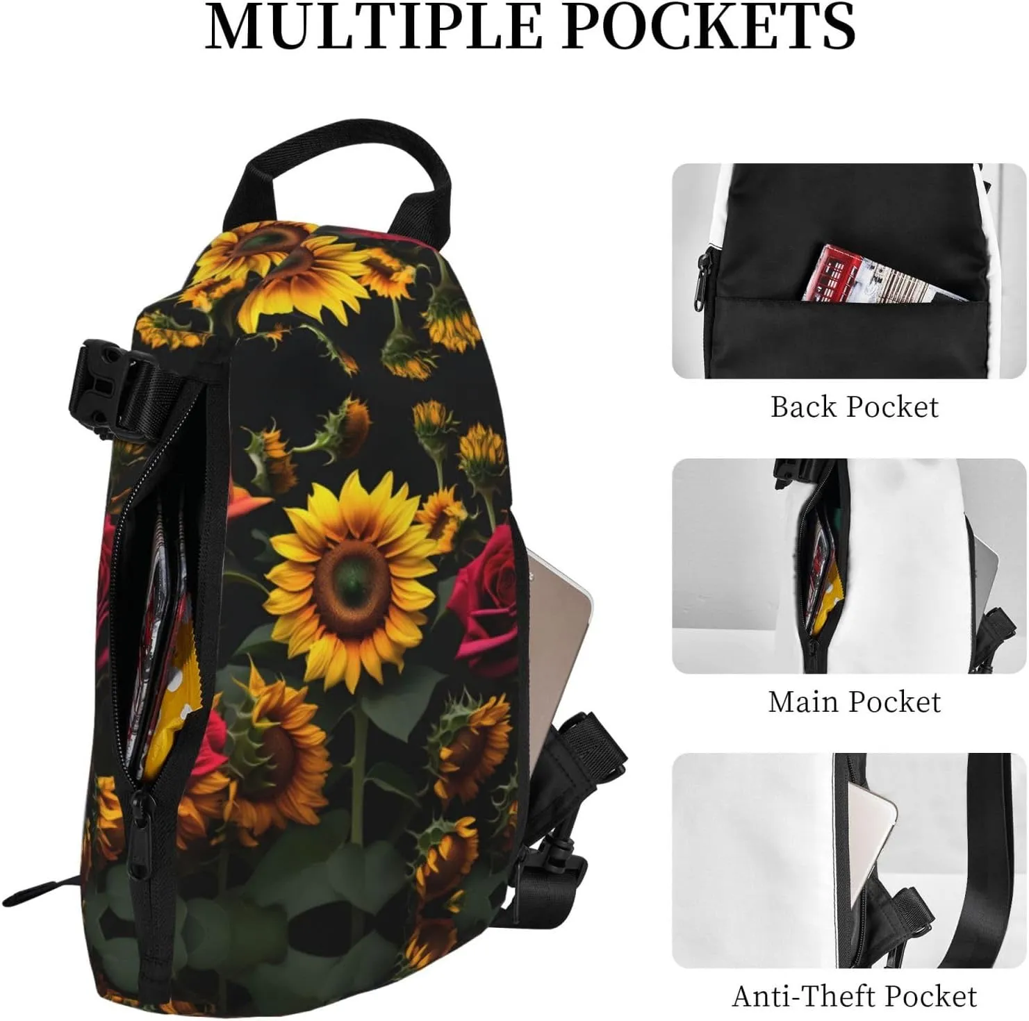 WURTON The Underwater World Tropical Fish Print Lightweight Adjustable Crossbody Backpack Daypack For Men,Women Sling Bag