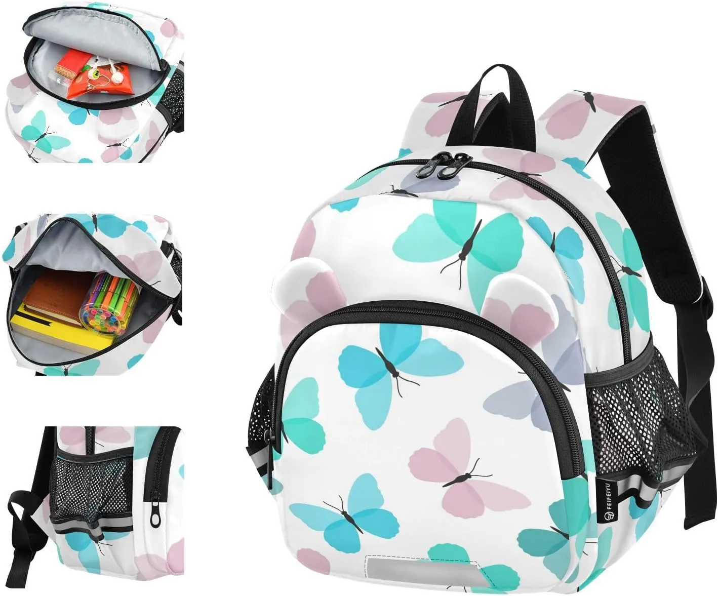 Wusikd Kids Backpack Butterflies Toddler Bags Colorful Schoolbag for Girls Boys Kindergarten Students S