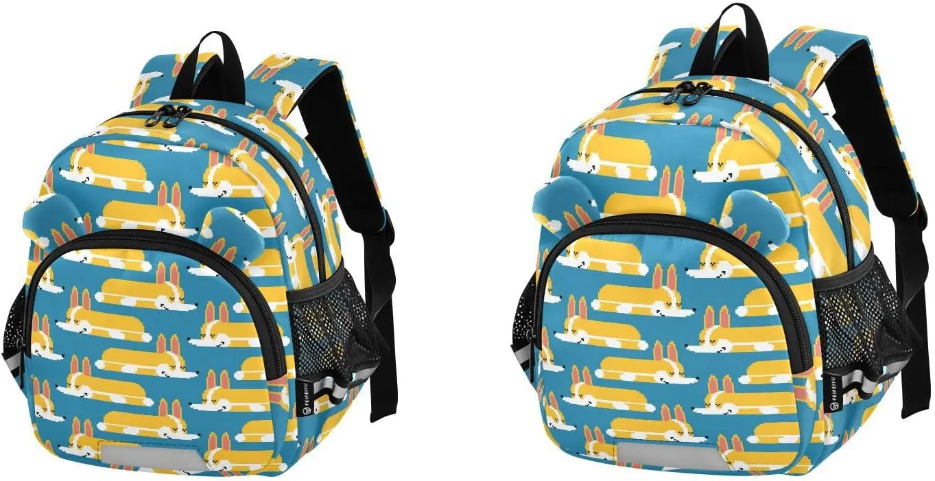 Wusikd Kids Backpack Corgi Small Dog Toddler Bags Cute Pet Schoolbag for Girls Boys Kindergarten Student S