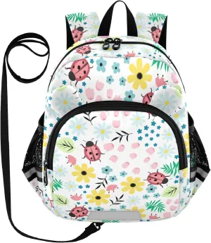 Wusikd Kids Backpack Flourish Field Flowers Toddler Bags Plants Ladybugs Schoolbag for Girls Boys Kindergarten Student S
