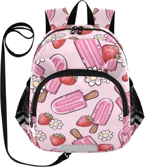 Wusikd Kids Backpack Pink Ice Cream Toddler Bags Flowers Strawberries Schoolbag for Girls Boys Kindergarten Student S