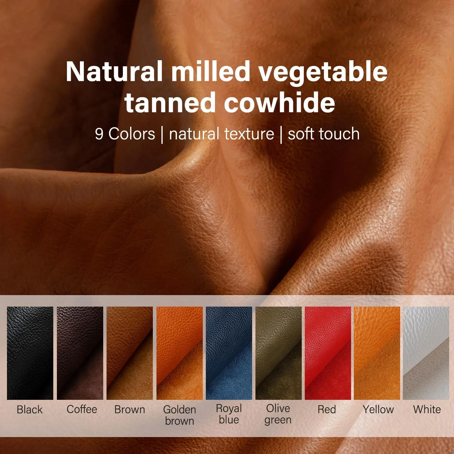 WUTA Genuine Cowhide Leather Through-Dyed Natural Textured Full Veg Tanned Cowhide 1.0-2.0MM Thick First Grain Leather for Bags Sewing Hobby Workshop, Brown, Irregular 5 feet