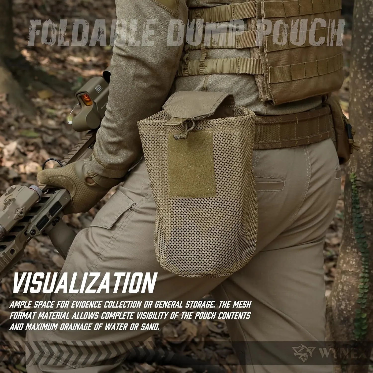 WYNEX Tactical Molle Dump Pouch,Roll-Up Drawstring Magazine Utility Pouch Folding Dump Bag