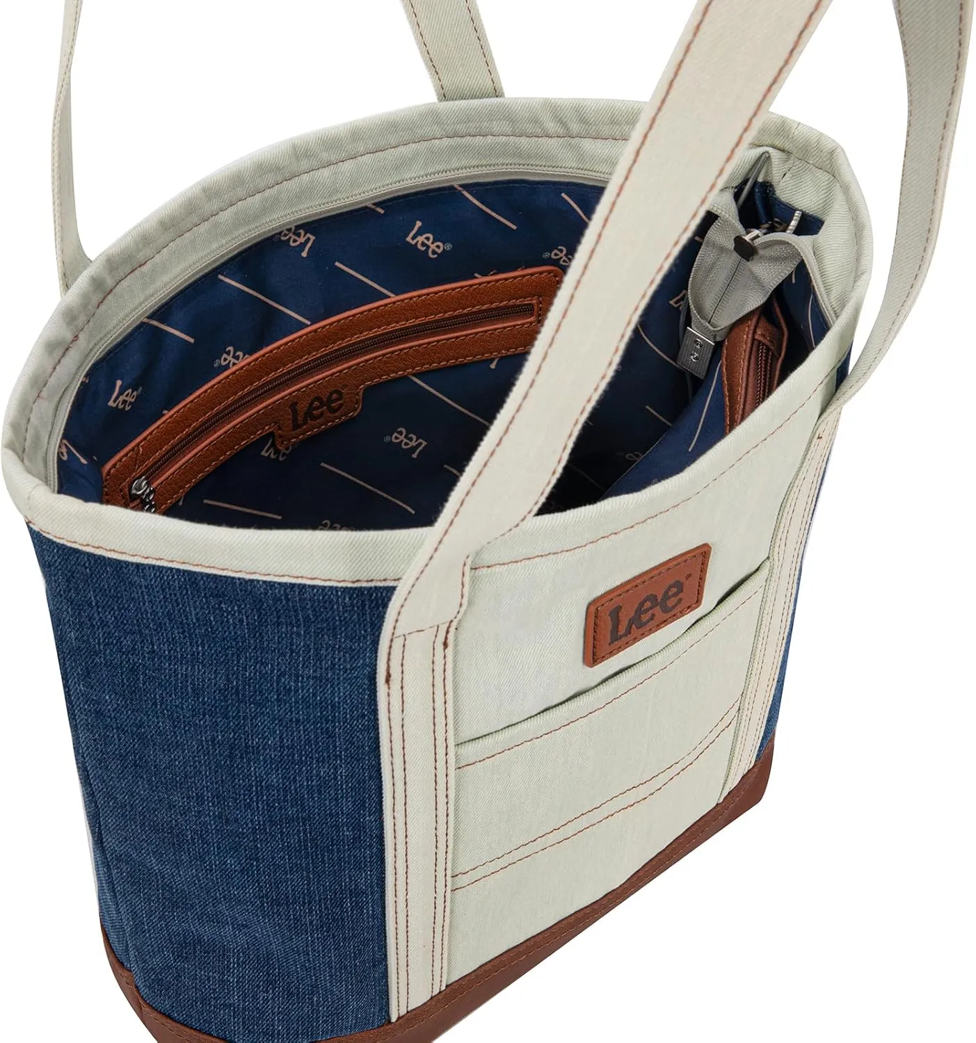 x Lee Tote Bag for Women Denim Canvas Top Handle Shoulder Purse Handbags with Multi-Pocket for Work, Travel & Everyday Use