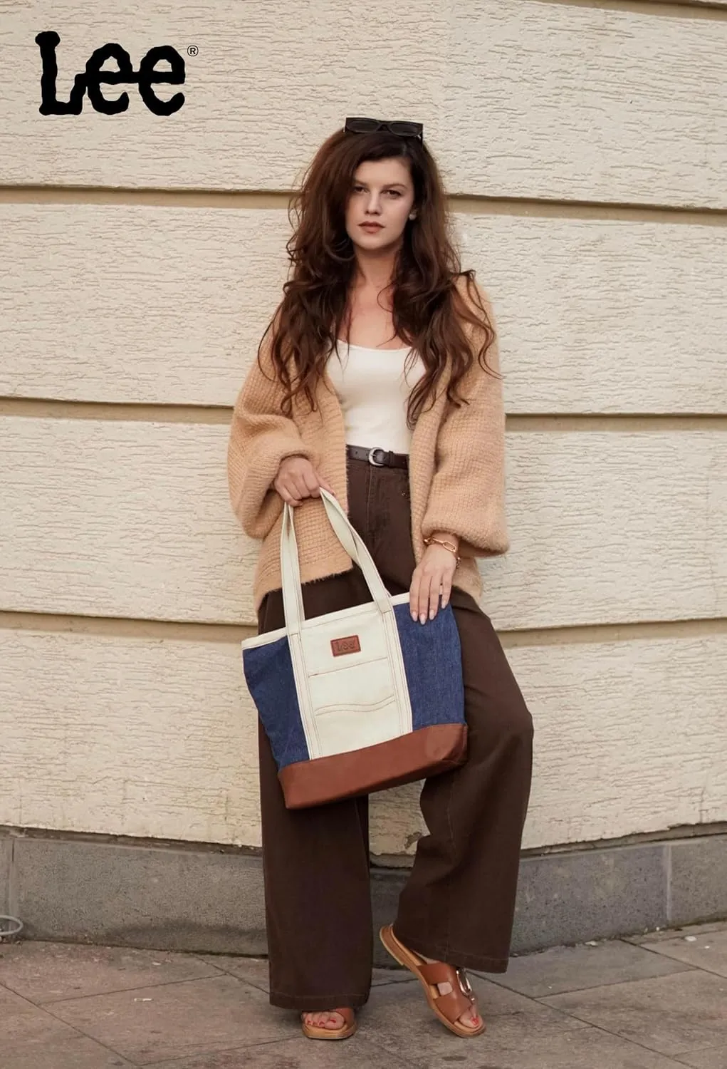x Lee Tote Bag for Women Denim Canvas Top Handle Shoulder Purse Handbags with Multi-Pocket for Work, Travel & Everyday Use