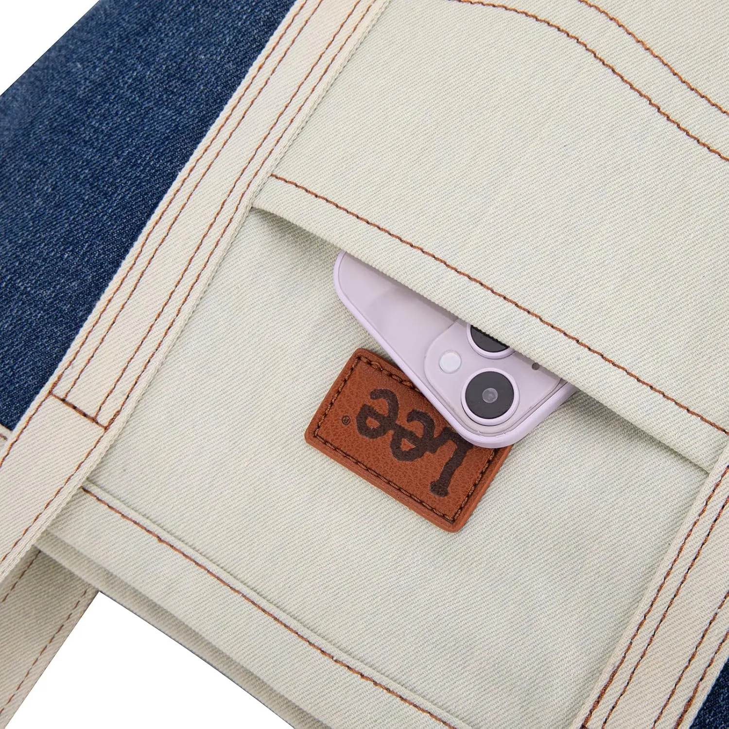 x Lee Tote Bag for Women Denim Canvas Top Handle Shoulder Purse Handbags with Multi-Pocket for Work, Travel & Everyday Use