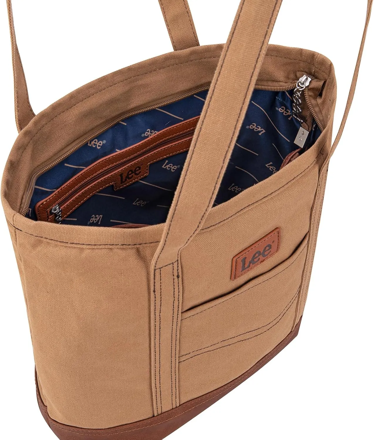 x Lee Tote Bag for Women Denim Canvas Top Handle Shoulder Purse Handbags with Multi-Pocket for Work, Travel & Everyday Use