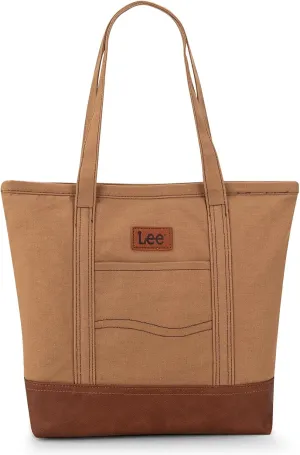 x Lee Tote Bag for Women Denim Canvas Top Handle Shoulder Purse Handbags with Multi-Pocket for Work, Travel & Everyday Use