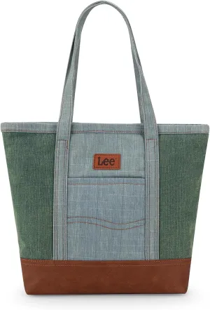 x Lee Tote Bag for Women Denim Canvas Top Handle Shoulder Purse Handbags with Multi-Pocket for Work, Travel & Everyday Use