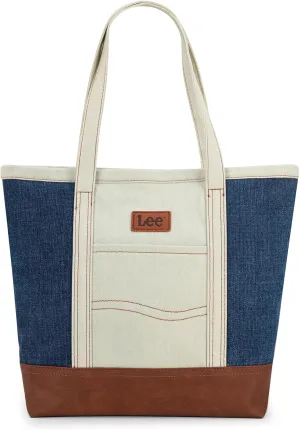 x Lee Tote Bag for Women Denim Canvas Top Handle Shoulder Purse Handbags with Multi-Pocket for Work, Travel & Everyday Use