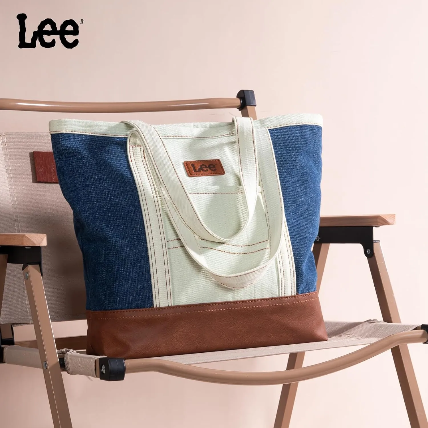 x Lee Tote Bag for Women Denim Canvas Top Handle Shoulder Purse Handbags with Multi-Pocket for Work, Travel & Everyday Use