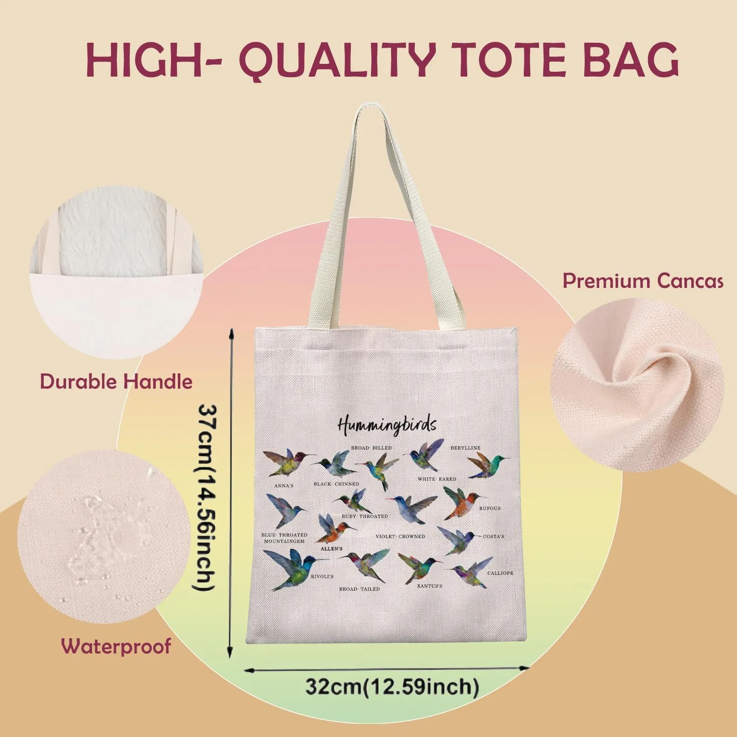 XYANFA Hummingbird Makeup Bag Lover Hummingbird Themed Gift Birdwatching Gift Hummingbird Cosmetic Bag (Hummingbirds tote bag)