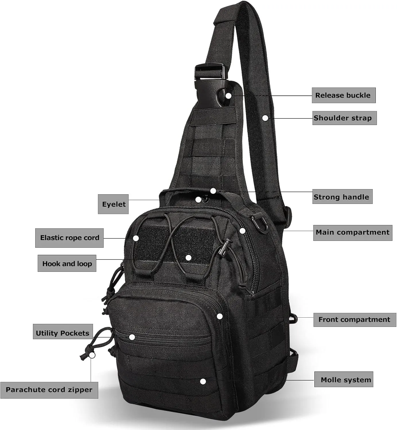 YAKEDA Tactical Compact EDC Sling Backpack Military Backpack Concealed Carrier Shoulder Bag for Travel,Outdoor,Hiking,