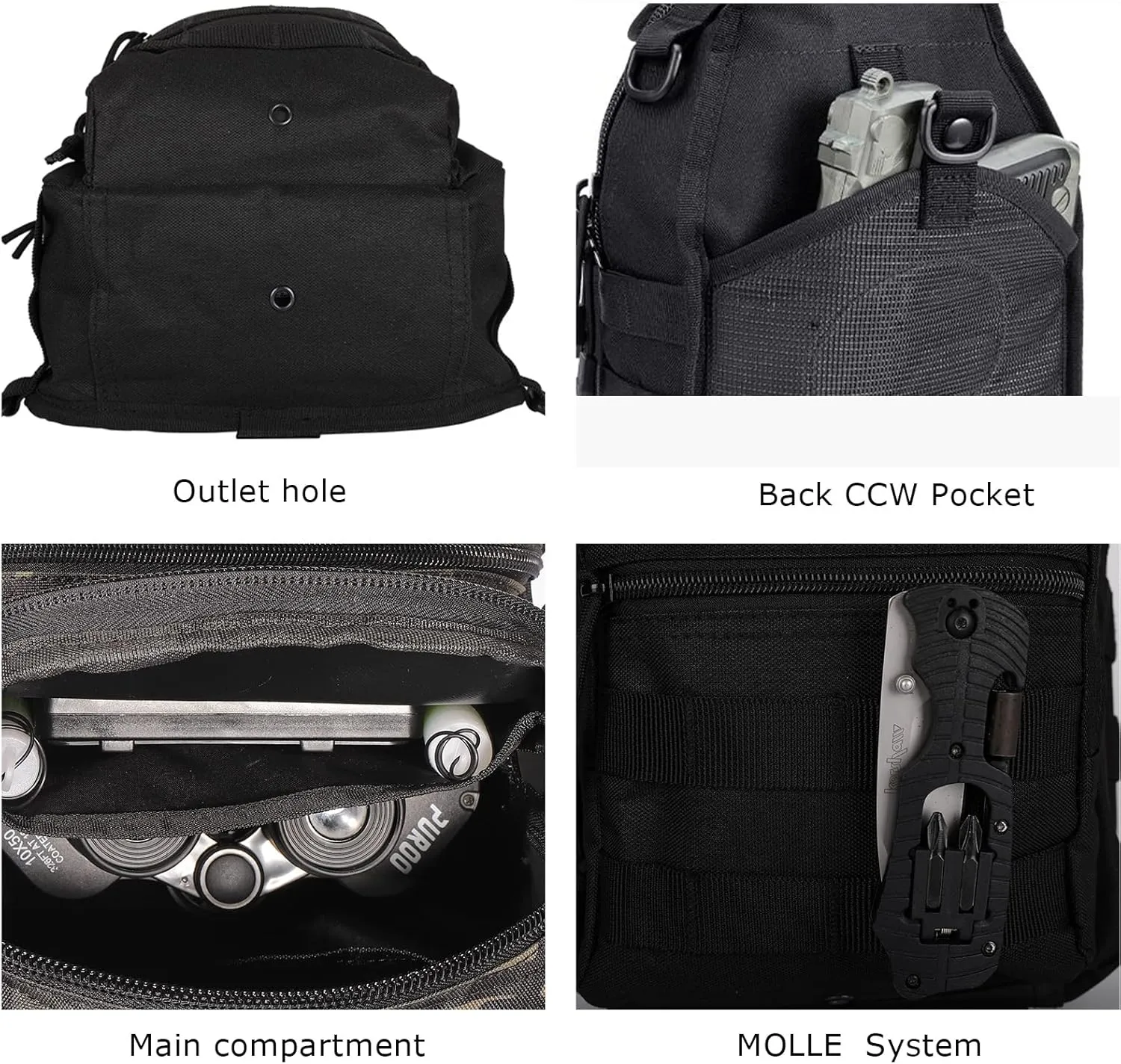 YAKEDA Tactical Compact EDC Sling Backpack Military Backpack Concealed Carrier Shoulder Bag for Travel,Outdoor,Hiking,