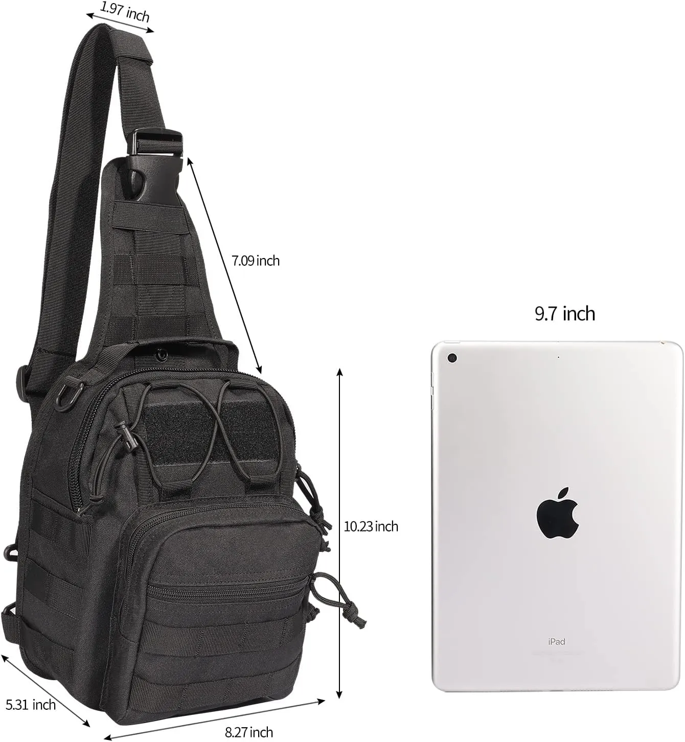 YAKEDA Tactical Compact EDC Sling Backpack Military Backpack Concealed Carrier Shoulder Bag for Travel,Outdoor,Hiking,