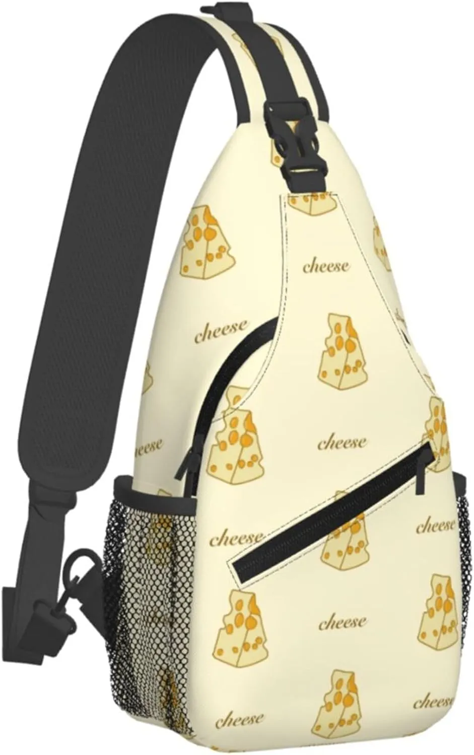 Yellow Cheese Pattern Sling Backpack Crossbody Bag, Chest Bag Daypack for Outdoors Hiking Traveling