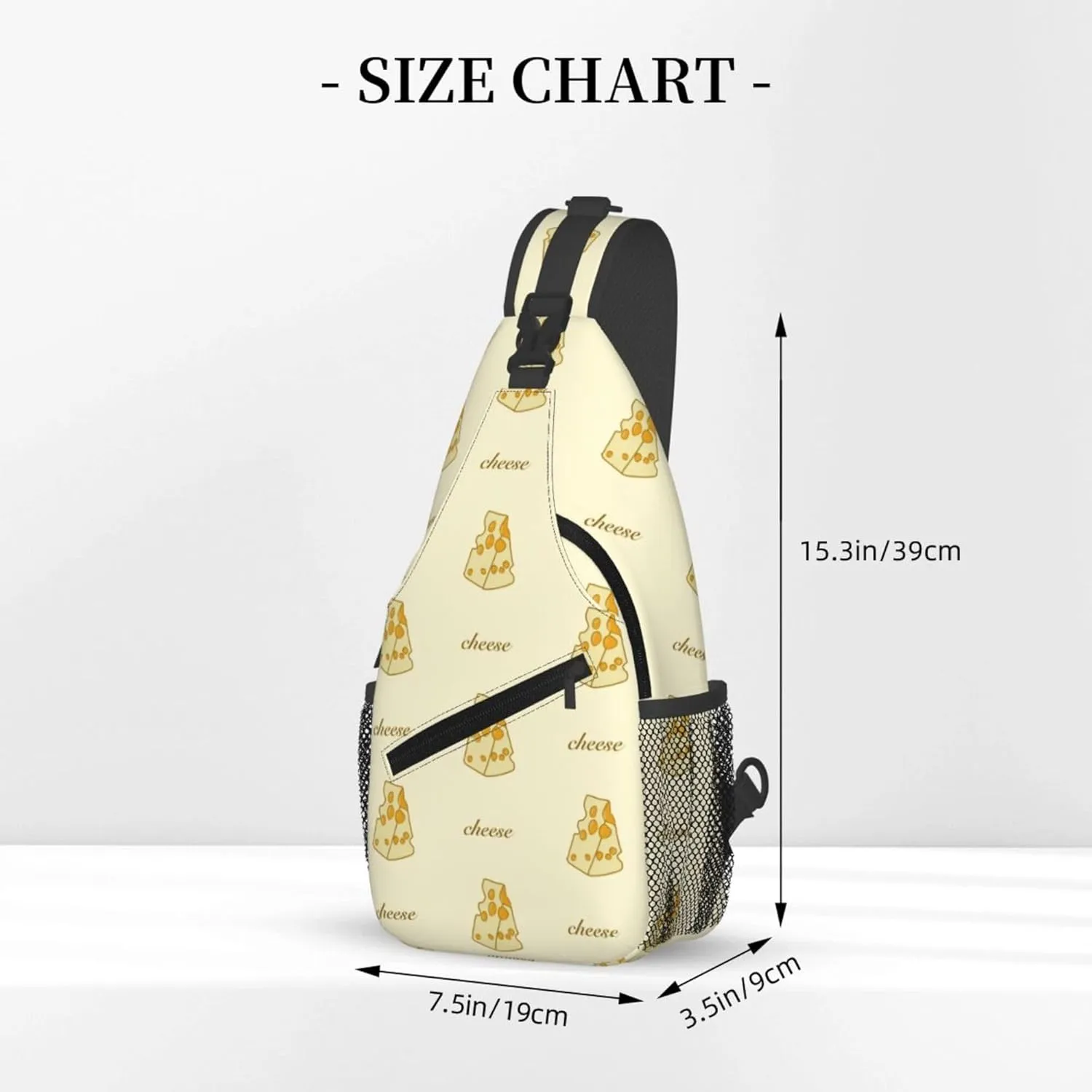 Yellow Cheese Pattern Sling Backpack Crossbody Bag, Chest Bag Daypack for Outdoors Hiking Traveling