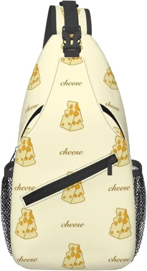 Yellow Cheese Pattern Sling Backpack Crossbody Bag, Chest Bag Daypack for Outdoors Hiking Traveling