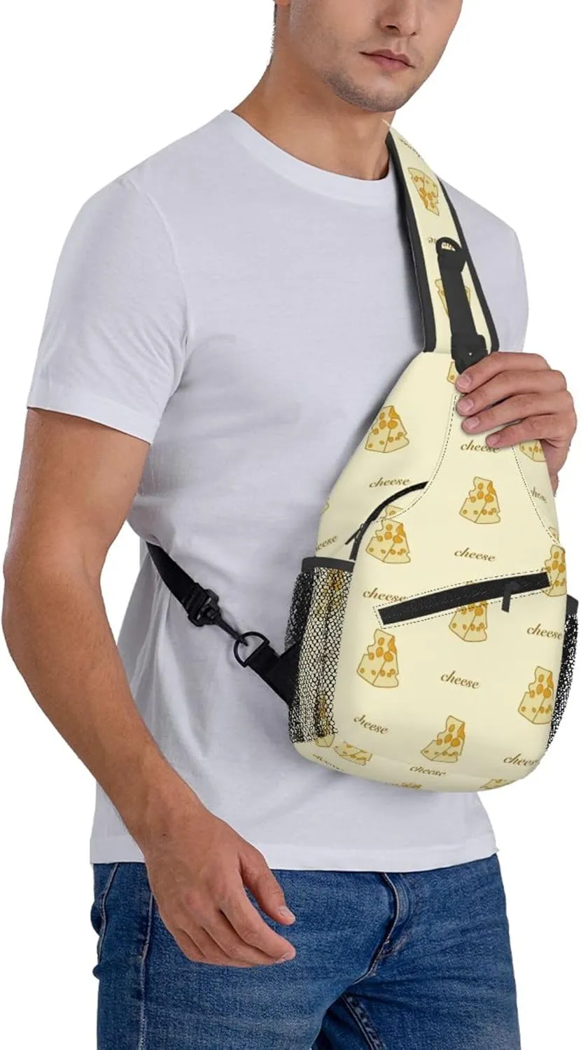 Yellow Cheese Pattern Sling Backpack Crossbody Bag, Chest Bag Daypack for Outdoors Hiking Traveling