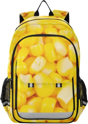 Yellow Corn Kernels Backpack Girls Boys Elementary School Bags Bookbags Laptop Backpack Travel Daypack Safe Reflective Stripes