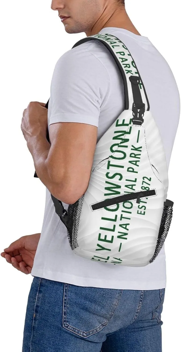 Yellowstone National Park Crossbody Backpack For Men Women Sling Shoulder Dachshunds Dog Chest Bag Lightweight One Strap Multipurpose Travel Hiking Daypack