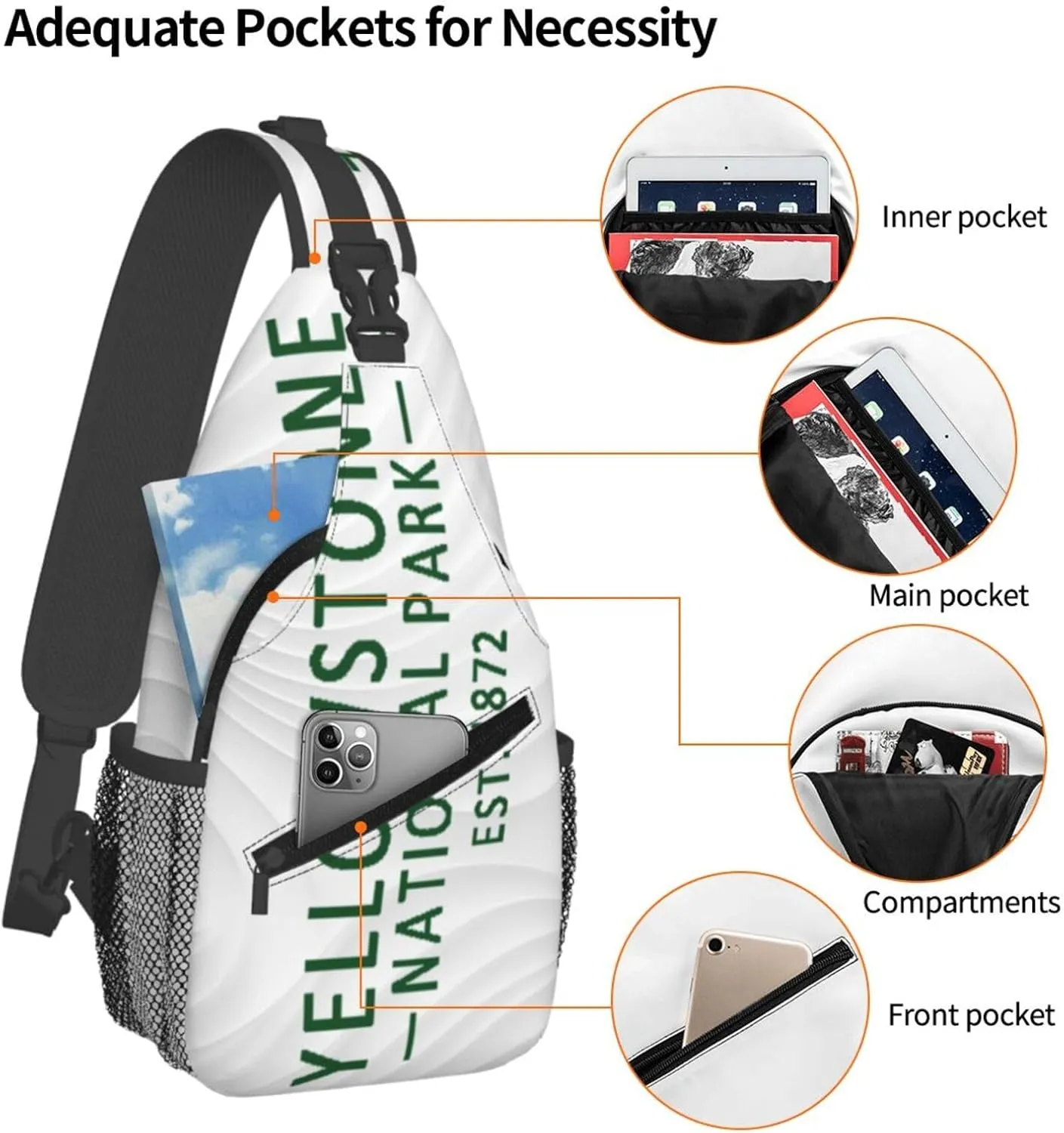 Yellowstone National Park Crossbody Backpack For Men Women Sling Shoulder Dachshunds Dog Chest Bag Lightweight One Strap Multipurpose Travel Hiking Daypack