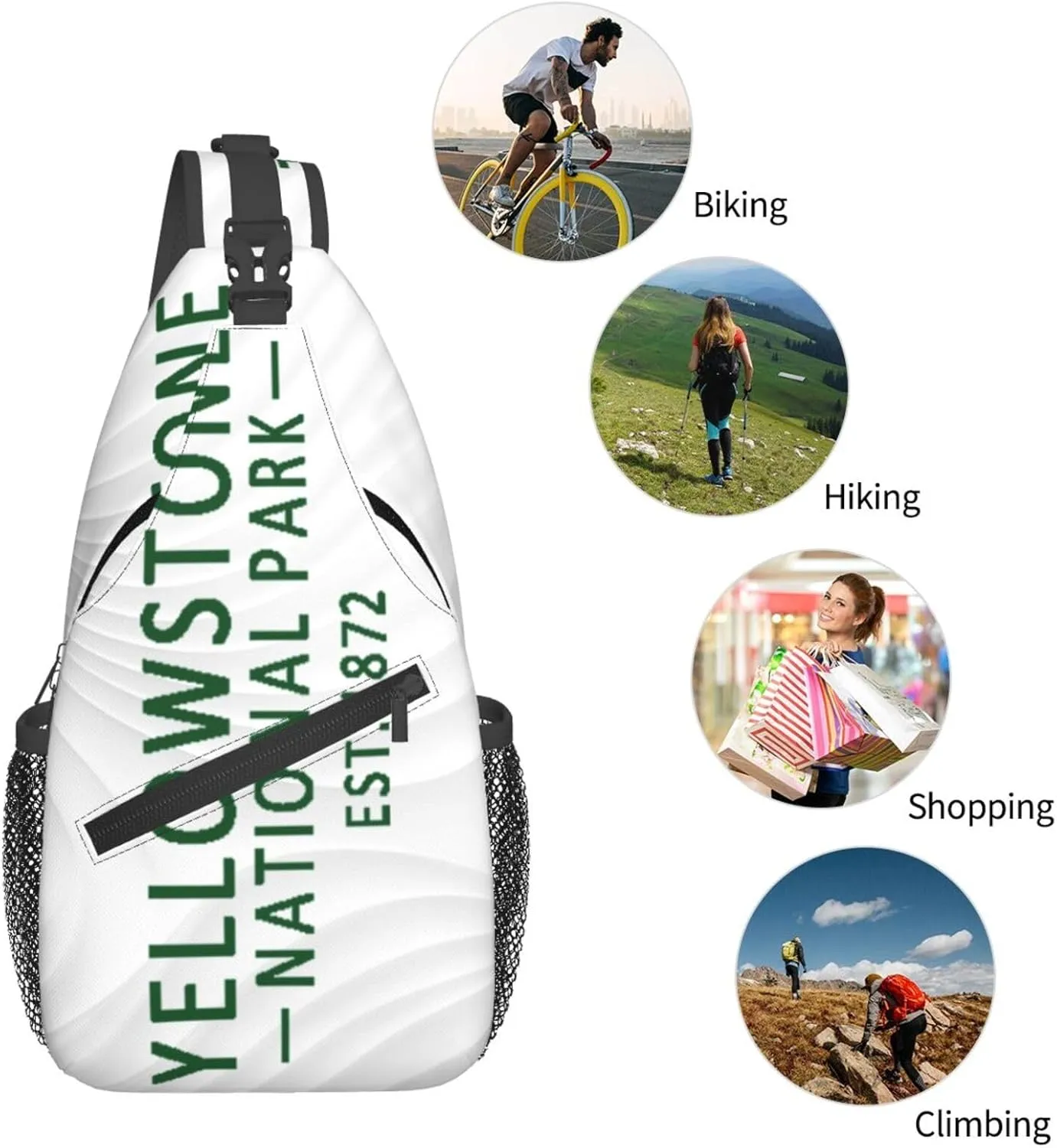 Yellowstone National Park Crossbody Backpack For Men Women Sling Shoulder Dachshunds Dog Chest Bag Lightweight One Strap Multipurpose Travel Hiking Daypack