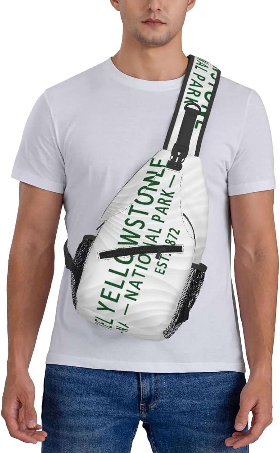 Yellowstone National Park Crossbody Backpack For Men Women Sling Shoulder Dachshunds Dog Chest Bag Lightweight One Strap Multipurpose Travel Hiking Daypack