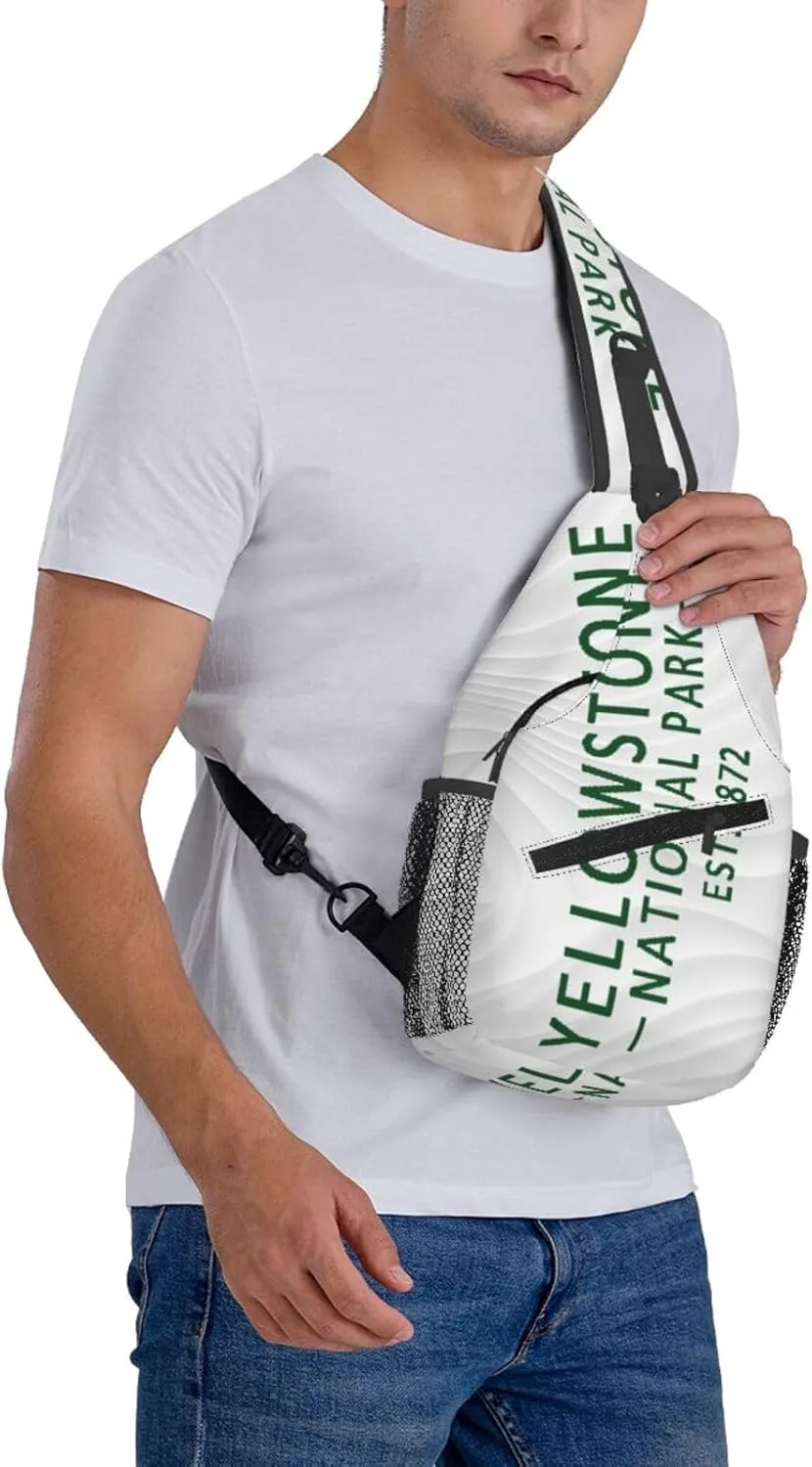 Yellowstone National Park Crossbody Backpack For Men Women Sling Shoulder Dachshunds Dog Chest Bag Lightweight One Strap Multipurpose Travel Hiking Daypack
