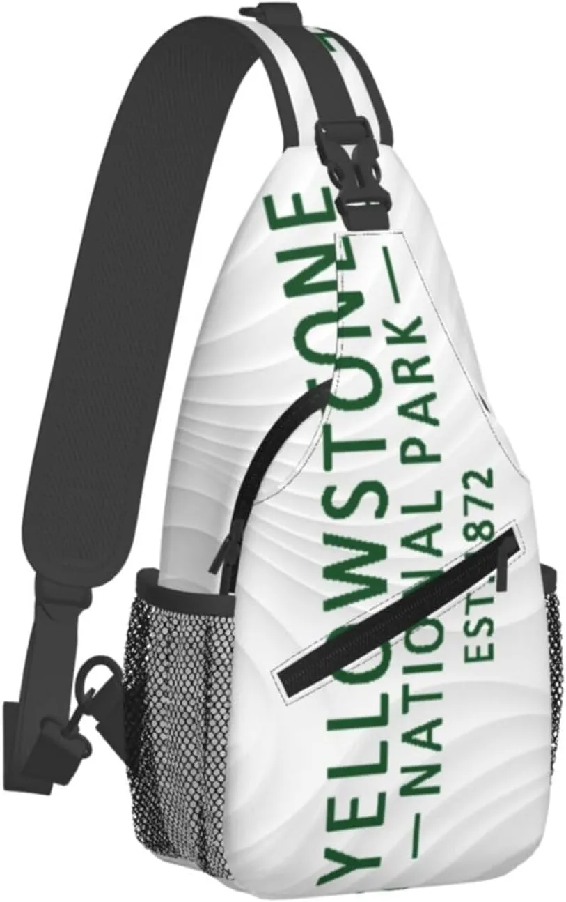 Yellowstone National Park Crossbody Backpack For Men Women Sling Shoulder Dachshunds Dog Chest Bag Lightweight One Strap Multipurpose Travel Hiking Daypack