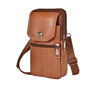 YIUMLMN Genuine Leather Cigarette Case Genuine Leather Crossbody Bag First Layer Cowhide Vintage Cell Phone Waist Pack Perfect for Protecting Cell Phones, Cigarettes and Lighters