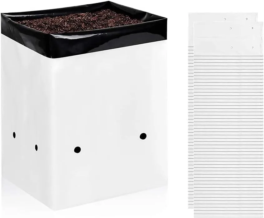 YSSOA 100 Pack 1 Gallon Grow Bags, Black and White Panda Film Containers for Plant Potting Seedlings, Thick Plastic Bag for Tomato, Potato, Carrot, Taro-Garden Nursery and Rooting