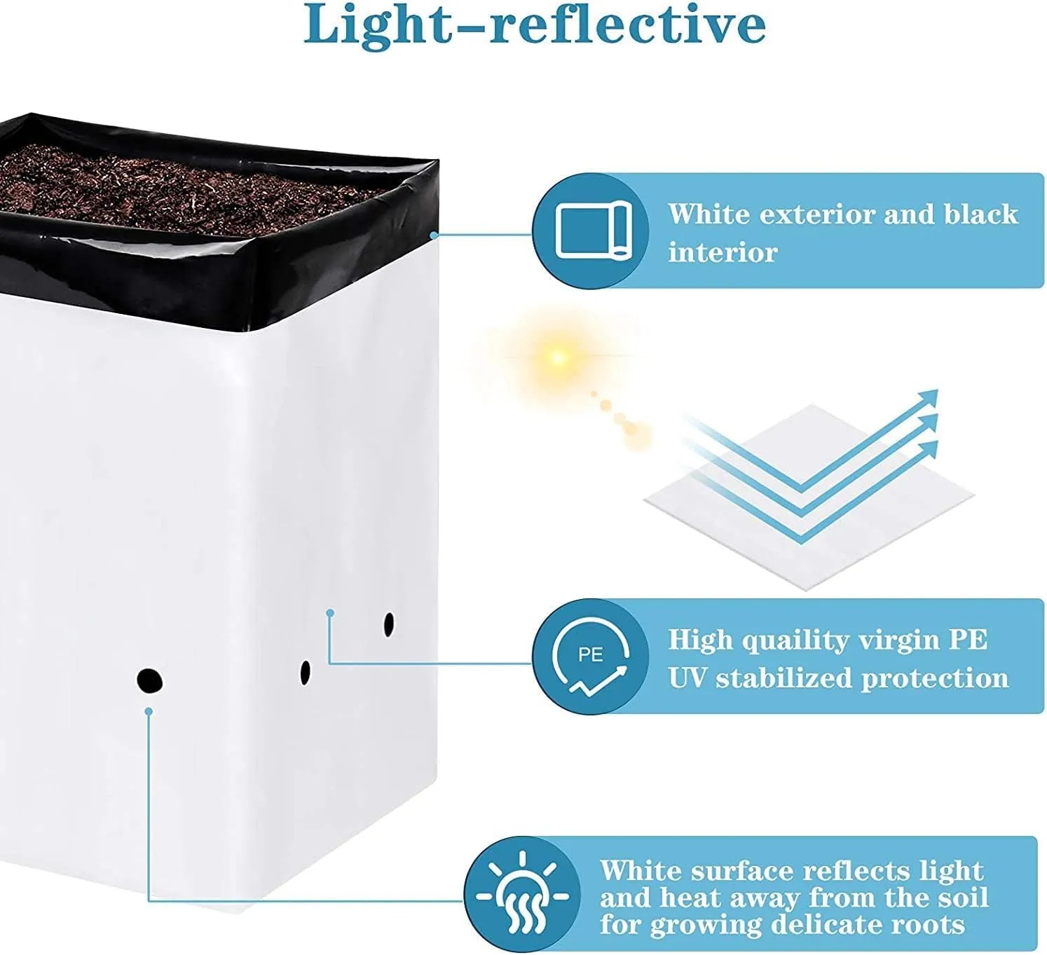 YSSOA 100 Pack 1 Gallon Grow Bags, Black and White Panda Film Containers for Plant Potting Seedlings, Thick Plastic Bag for Tomato, Potato, Carrot, Taro-Garden Nursery and Rooting