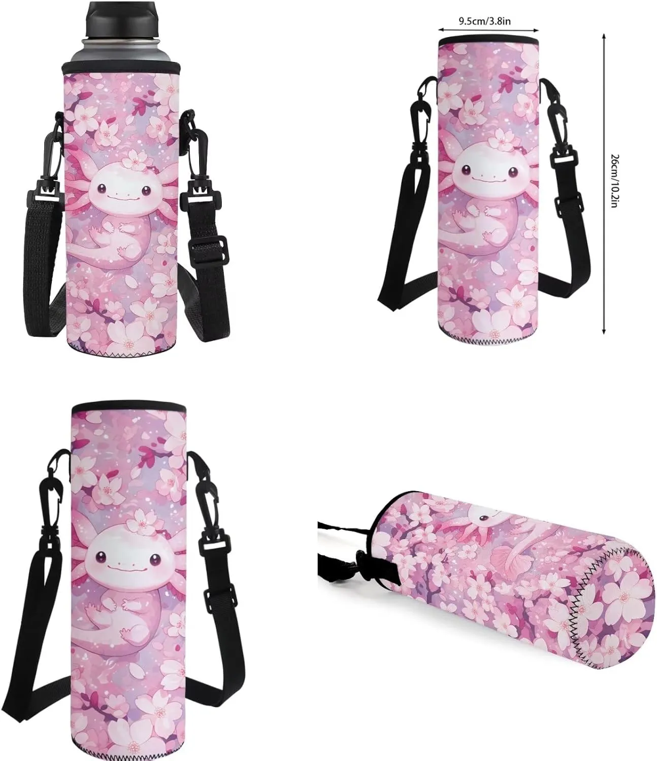 Ystardream 5Th Grade Bookbag Girls Backpack And Lunch Box Set Kids Pink Axolotl Backpack Purse for Women Elementary School Bookbag with Cherry Blossom Design Rucksack for Teens Child Back To School