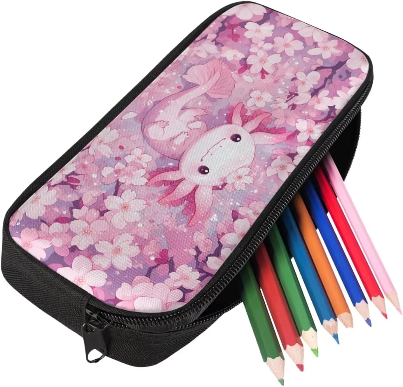Ystardream 5Th Grade Bookbag Girls Backpack And Lunch Box Set Kids Pink Axolotl Backpack Purse for Women Elementary School Bookbag with Cherry Blossom Design Rucksack for Teens Child Back To School