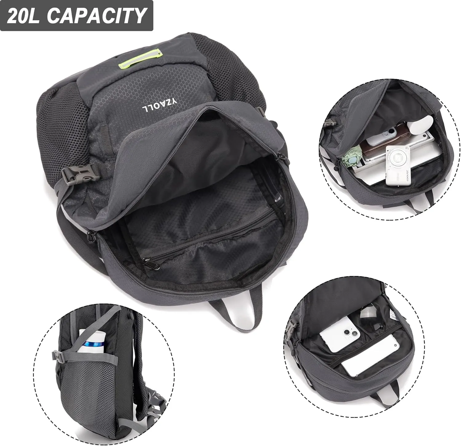 YZAOLL Ultra Lightweight Packable Backpack 20L Foldable Day Pack Water Resistant Daypack for Women Men Travel Hiking Backpack