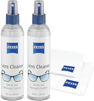 ZEISS Lens Care Pack – 2X 8oz Streak-Free Lens Spray and Microfiber Cloths for Eyeglasses and Optics