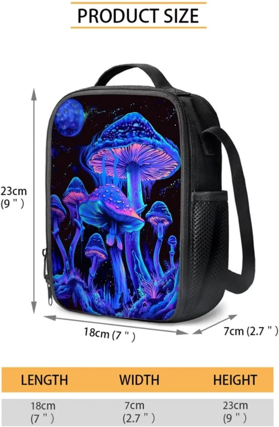 ZFRXIGN Mushroom School Backpack for Boys Girls Casual Daypack Lunch Box Pencil Case Teenager Book Back Pack Large Capacity Sport Travel Satchel Moon Night