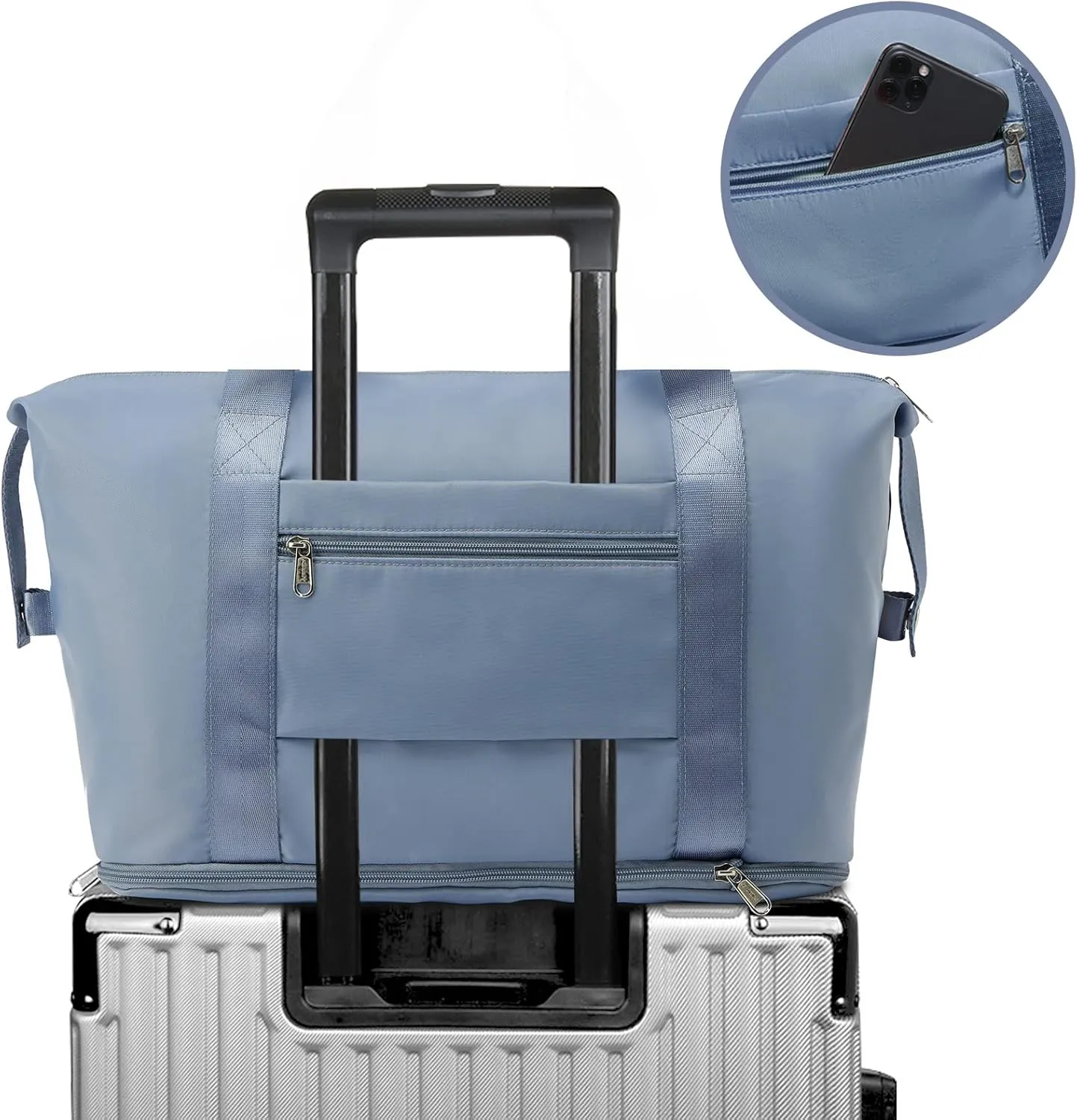 ZGWJ Travel Tote Bags, Expandable Overnight Weekender Bag for Women Foldable Carry-On