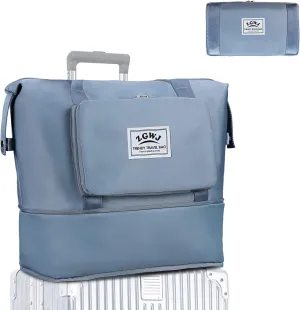 ZGWJ Travel Tote Bags, Expandable Overnight Weekender Bag for Women Foldable Carry-On