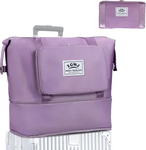 ZGWJ Travel Tote Bags, Expandable Overnight Weekender Bag for Women Foldable Carry-On