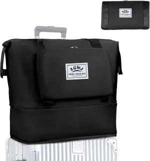 ZGWJ Travel Tote Bags, Expandable Overnight Weekender Bag for Women Foldable Carry-On