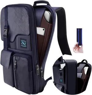 ZINZ Slim & Expandable 15 15.6 16 Inch Laptop Backpack for Business, Waterproof Anti-Theft Travel Backpack Daypack for Men and Women -Blue