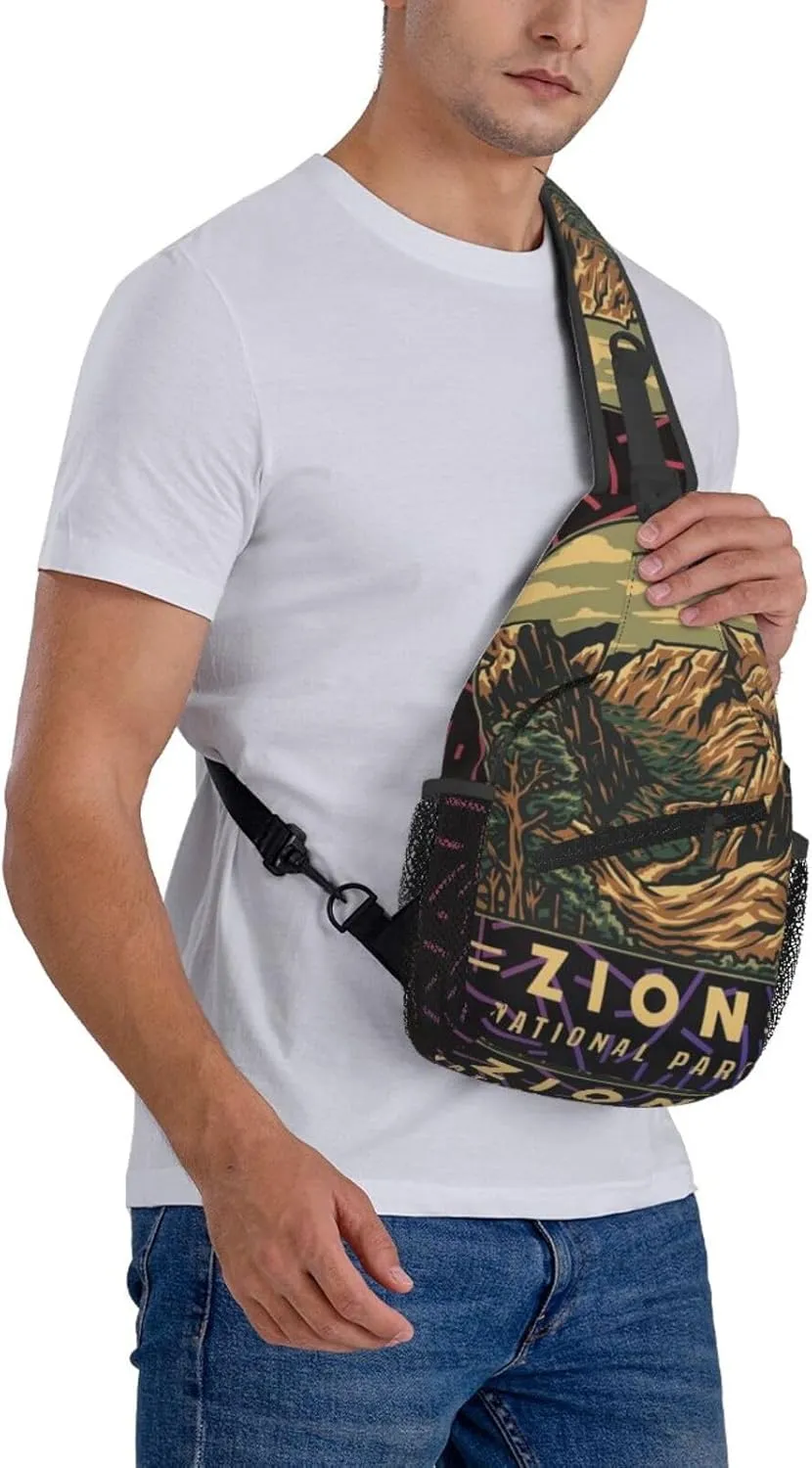 Zion Gym Crossbody Backpack For Men Women Sling Shoulder Dachshunds Dog Chest Bag Lightweight One Strap Multipurpose Travel Hiking Daypack