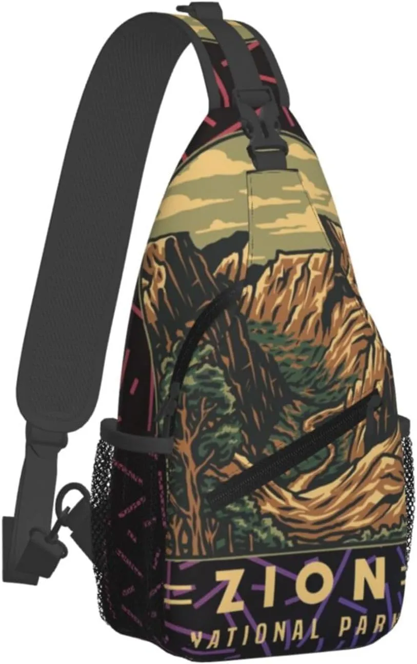 Zion Gym Crossbody Backpack For Men Women Sling Shoulder Dachshunds Dog Chest Bag Lightweight One Strap Multipurpose Travel Hiking Daypack
