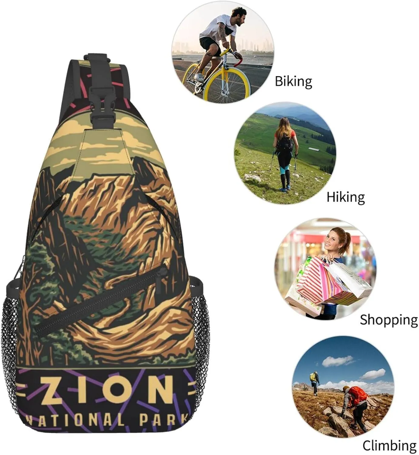Zion Gym Crossbody Backpack For Men Women Sling Shoulder Dachshunds Dog Chest Bag Lightweight One Strap Multipurpose Travel Hiking Daypack