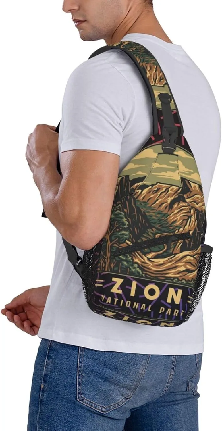 Zion Gym Crossbody Backpack For Men Women Sling Shoulder Dachshunds Dog Chest Bag Lightweight One Strap Multipurpose Travel Hiking Daypack